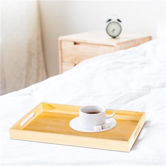 7PCS Wooden Nested Serving Trays Set - Rectangular Shape Unfinished Wood Trays - Picture 6 of 6